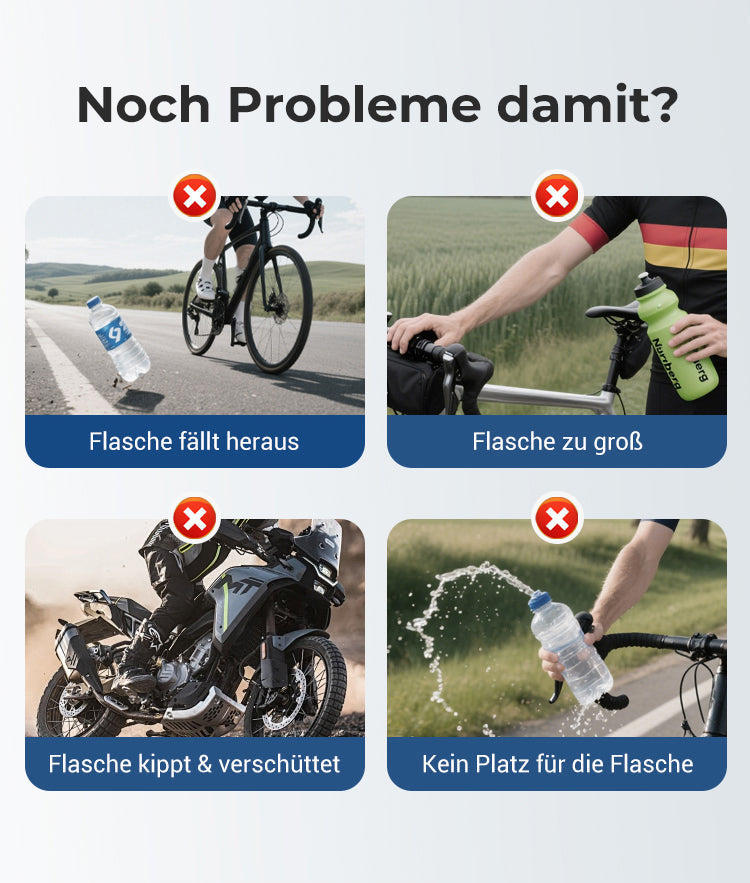 🧴 Adaptiver Flaschenhalter für Radfahrer – Universelle Passform, Robuste Konstruktion