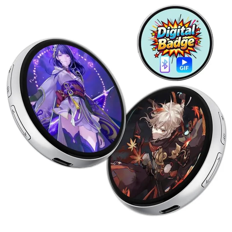 📱 Pixel Touch Digital Badge Screen – 📸 500 mAh Leichtgewichtiger Foto-/Video-/GIF-Pin