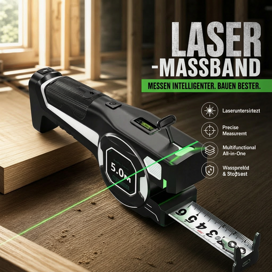 3-in-1-Digitales Laser-Zollstock-Entfernungsmessband – Entfernungsmesser mit Infrarot-Wasserwaage und hochpräzisem 5-Meter-Stahlbandmaß