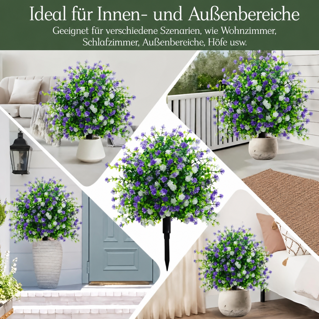 🌸Künstliche Topfbäume mit Erdstiften