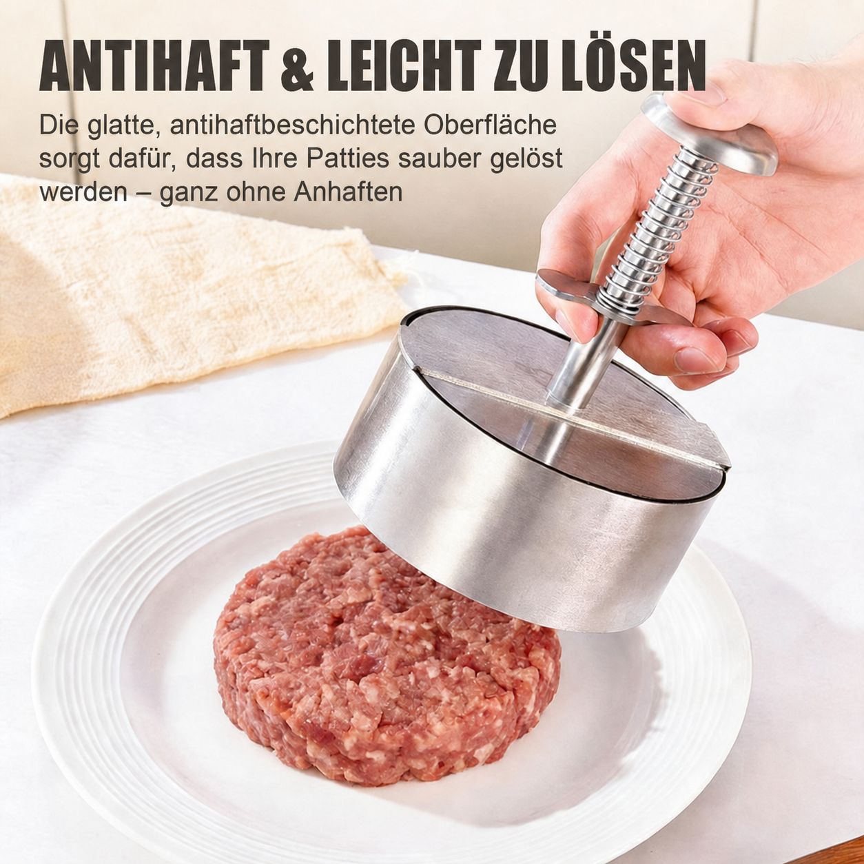 🍔 Burgerpresse aus Edelstahl | So gelingen Ihnen ganz einfach perfekte, gleichmäßige Burger-Patties