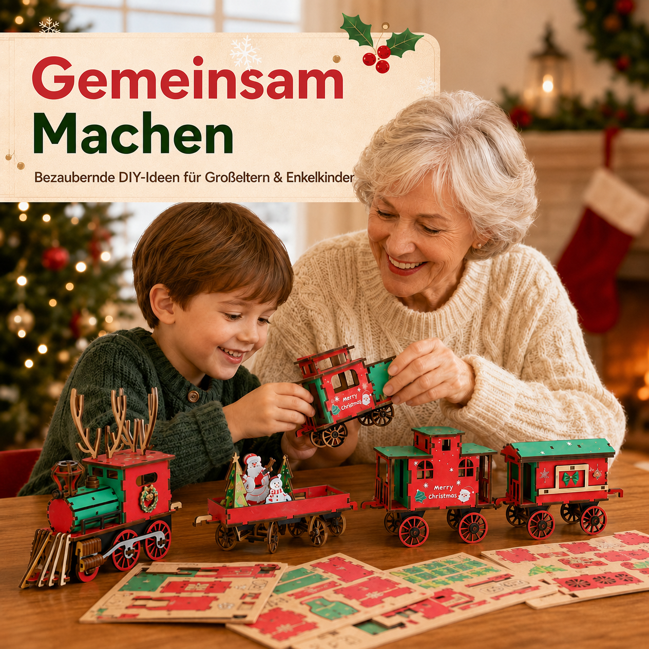 🎄DIY-Weihnachts-Holzzug-Set – 3D-Bau-Puzzle-Bausatz