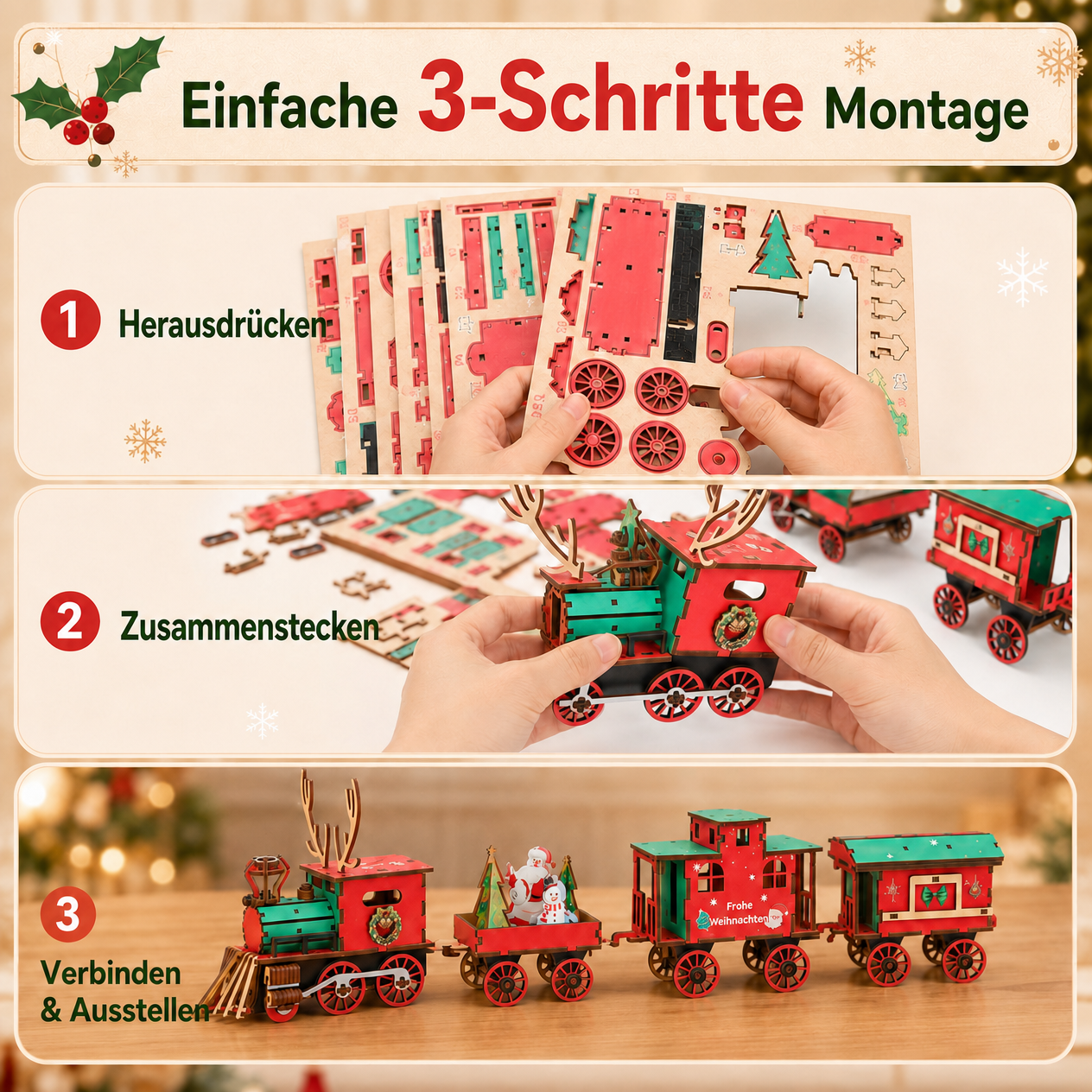🎄DIY-Weihnachts-Holzzug-Set – 3D-Bau-Puzzle-Bausatz