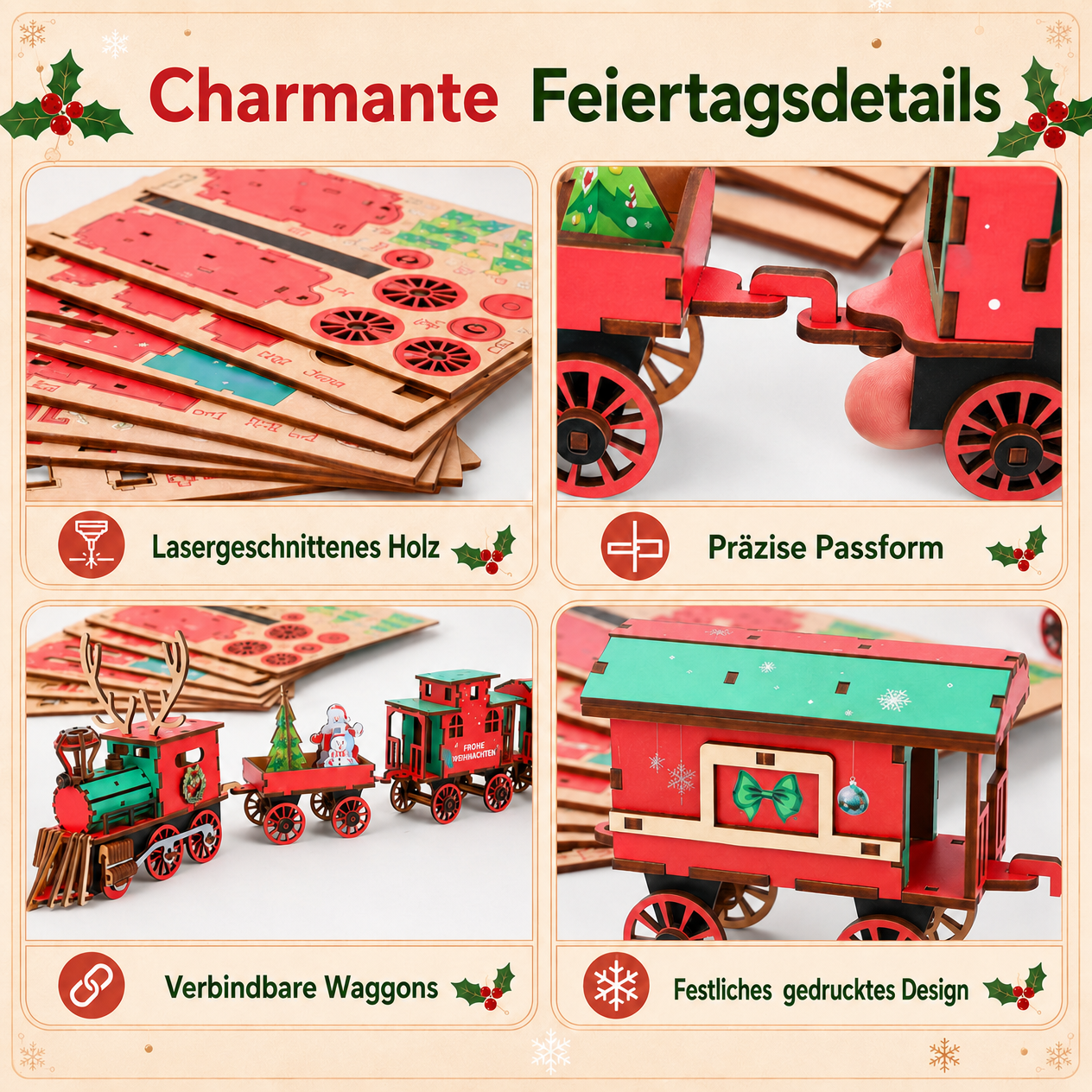 🎄DIY-Weihnachts-Holzzug-Set – 3D-Bau-Puzzle-Bausatz