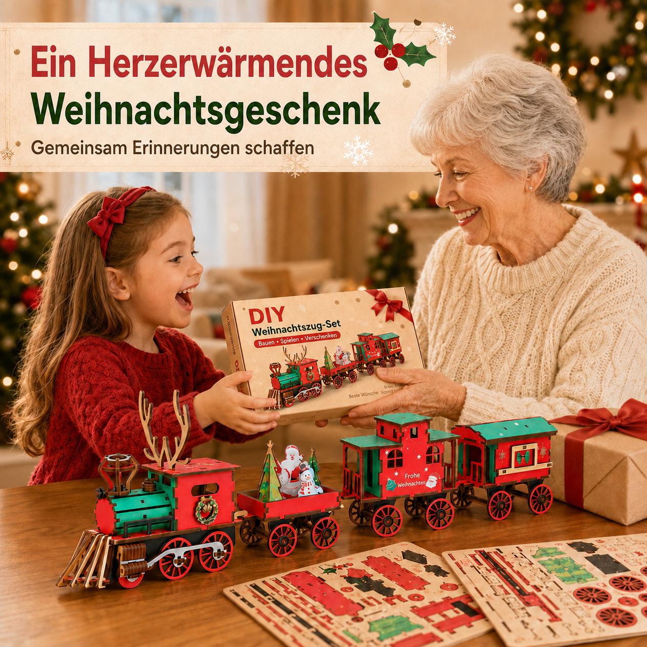 🎄DIY-Weihnachts-Holzzug-Set – 3D-Bau-Puzzle-Bausatz