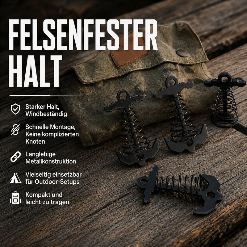 Federbelasteter Zeltpflock in Fischgrätenform – tragbarer Befestigungsclip für Zelte, Planen, Überdachungen, Terrassen und Campingausrüstung