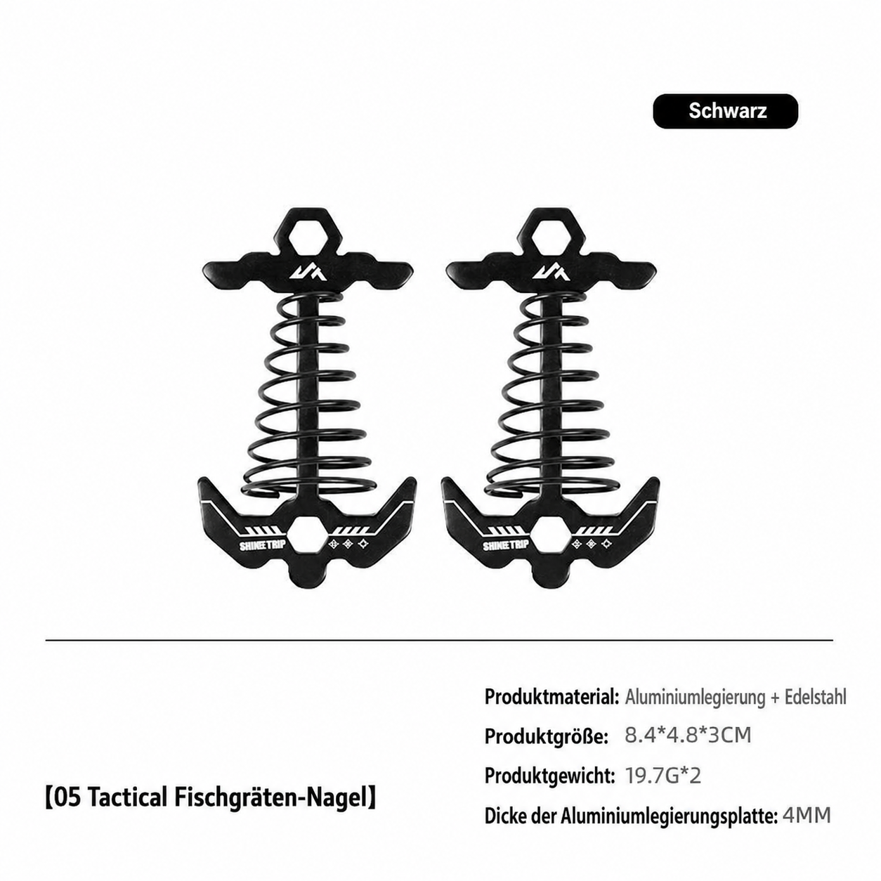 Federbelasteter Zeltpflock in Fischgrätenform – tragbarer Befestigungsclip für Zelte, Planen, Überdachungen, Terrassen und Campingausrüstung