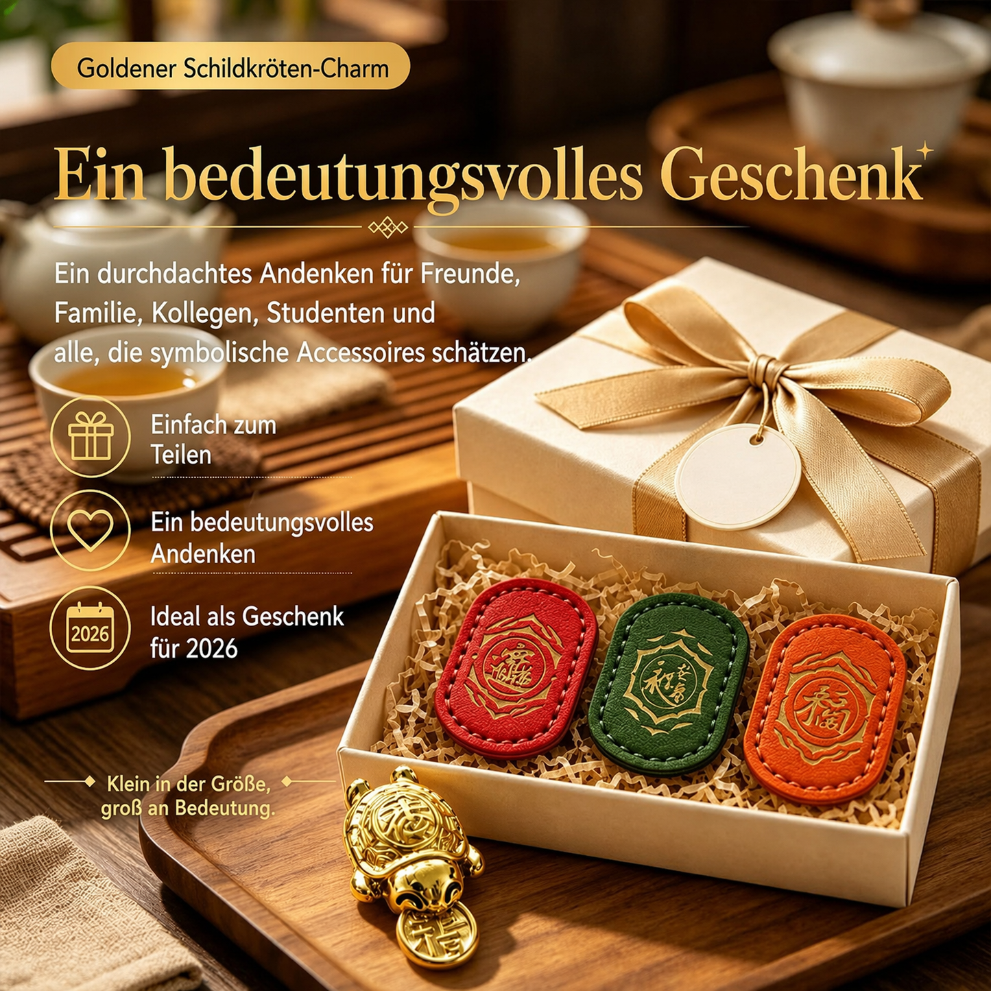🐢2026 Goldener Schildkröten-Anhänger – Das Glück bei den Hufen🍀Lässt niemals los!