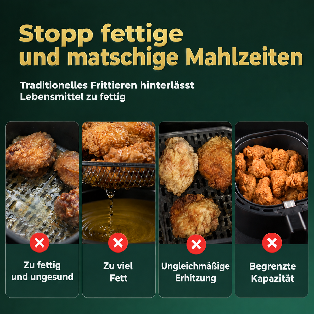 🔥 Edelstahl-Heißluftfritteusenrost mit erhöhtem Ölauffangkorb und mehrstufigem Grillrost aus Drahtgeflecht