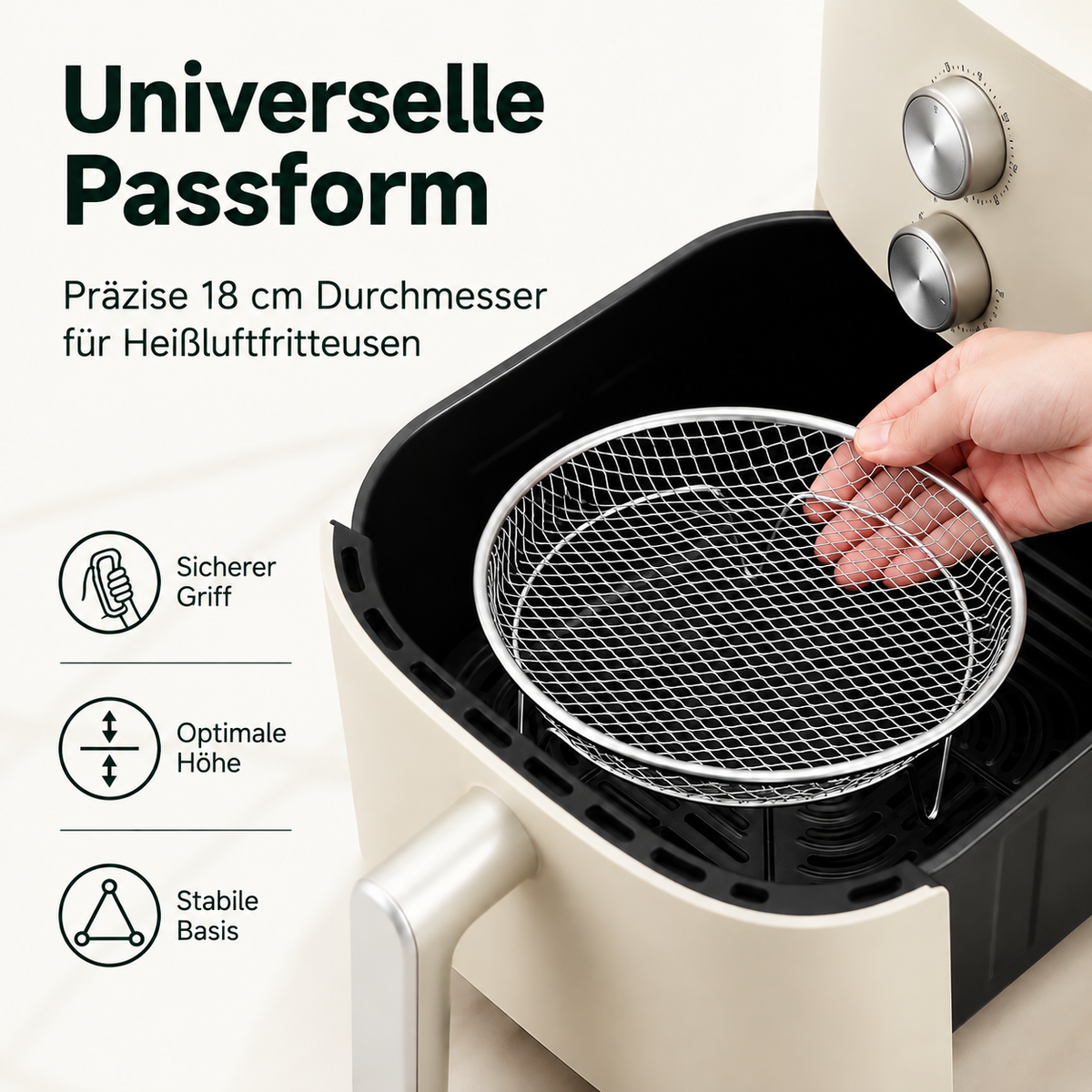 🔥 Edelstahl-Heißluftfritteusenrost mit erhöhtem Ölauffangkorb und mehrstufigem Grillrost aus Drahtgeflecht