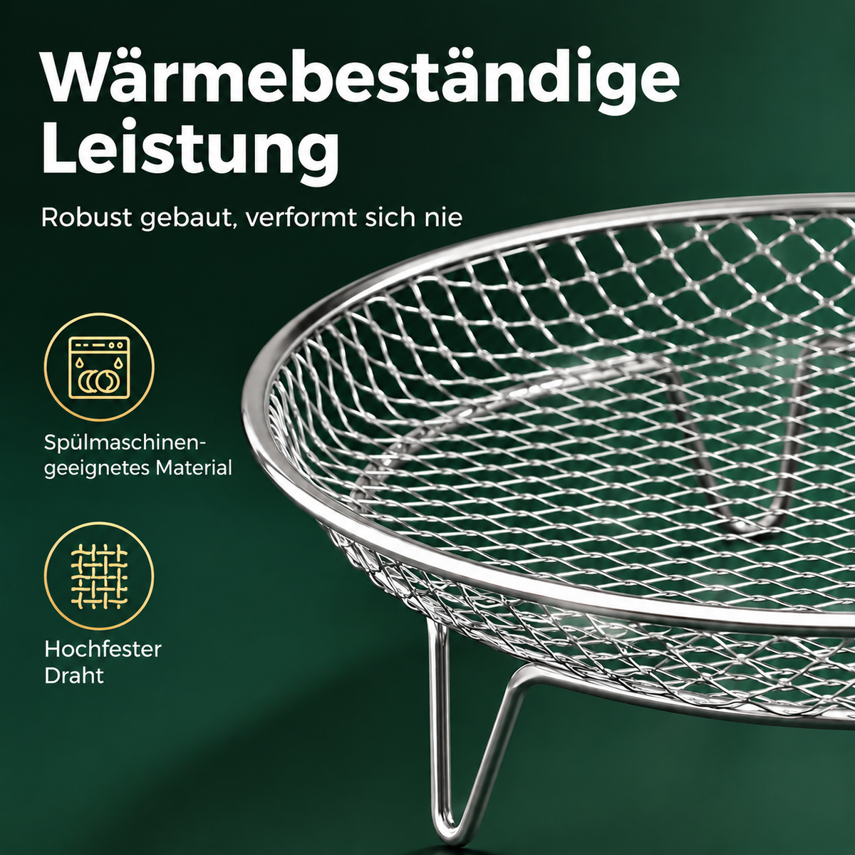 🔥 Edelstahl-Heißluftfritteusenrost mit erhöhtem Ölauffangkorb und mehrstufigem Grillrost aus Drahtgeflecht