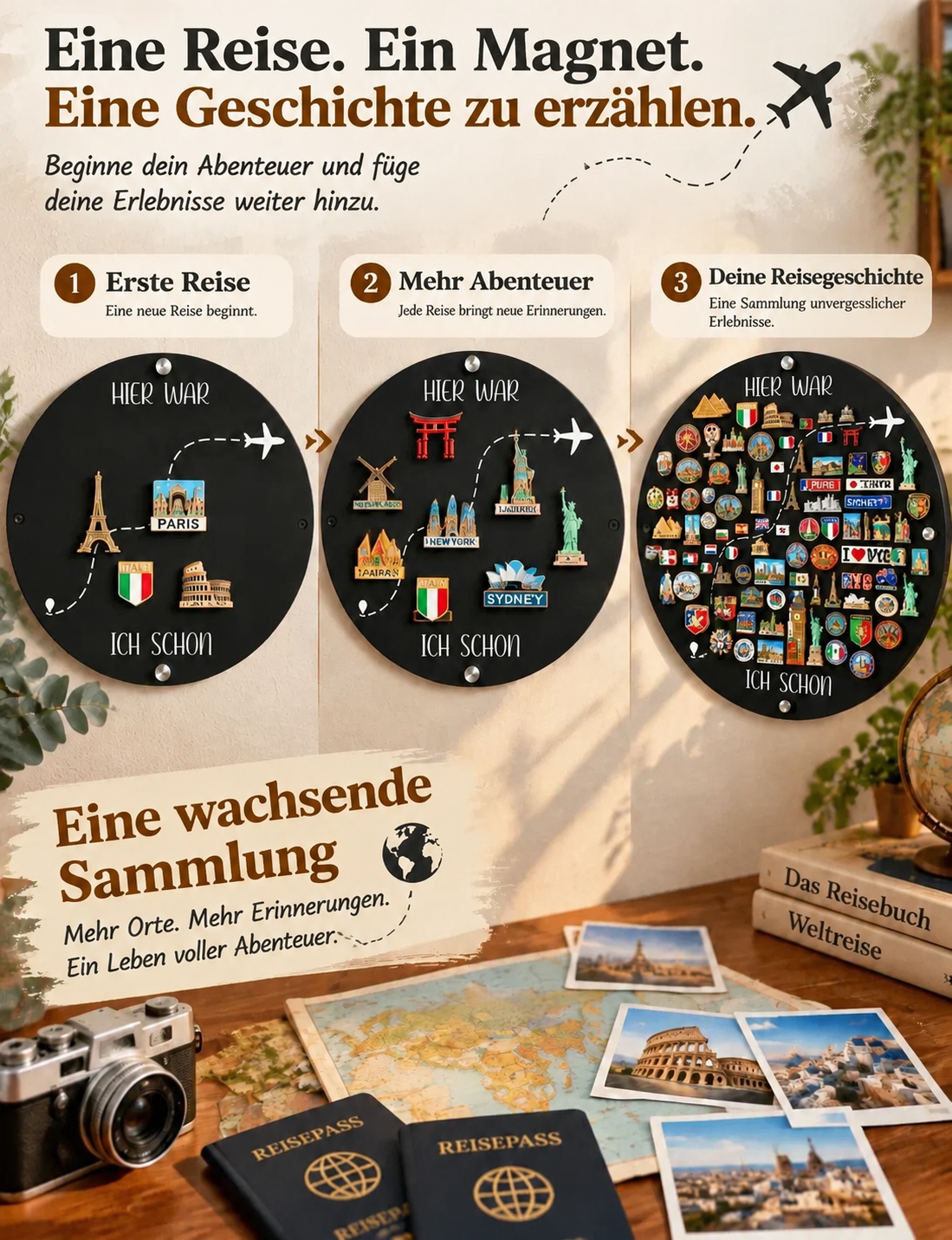 🌎 Reise-Magnettafel – Verwandle deine Reisen in Erinnerungen