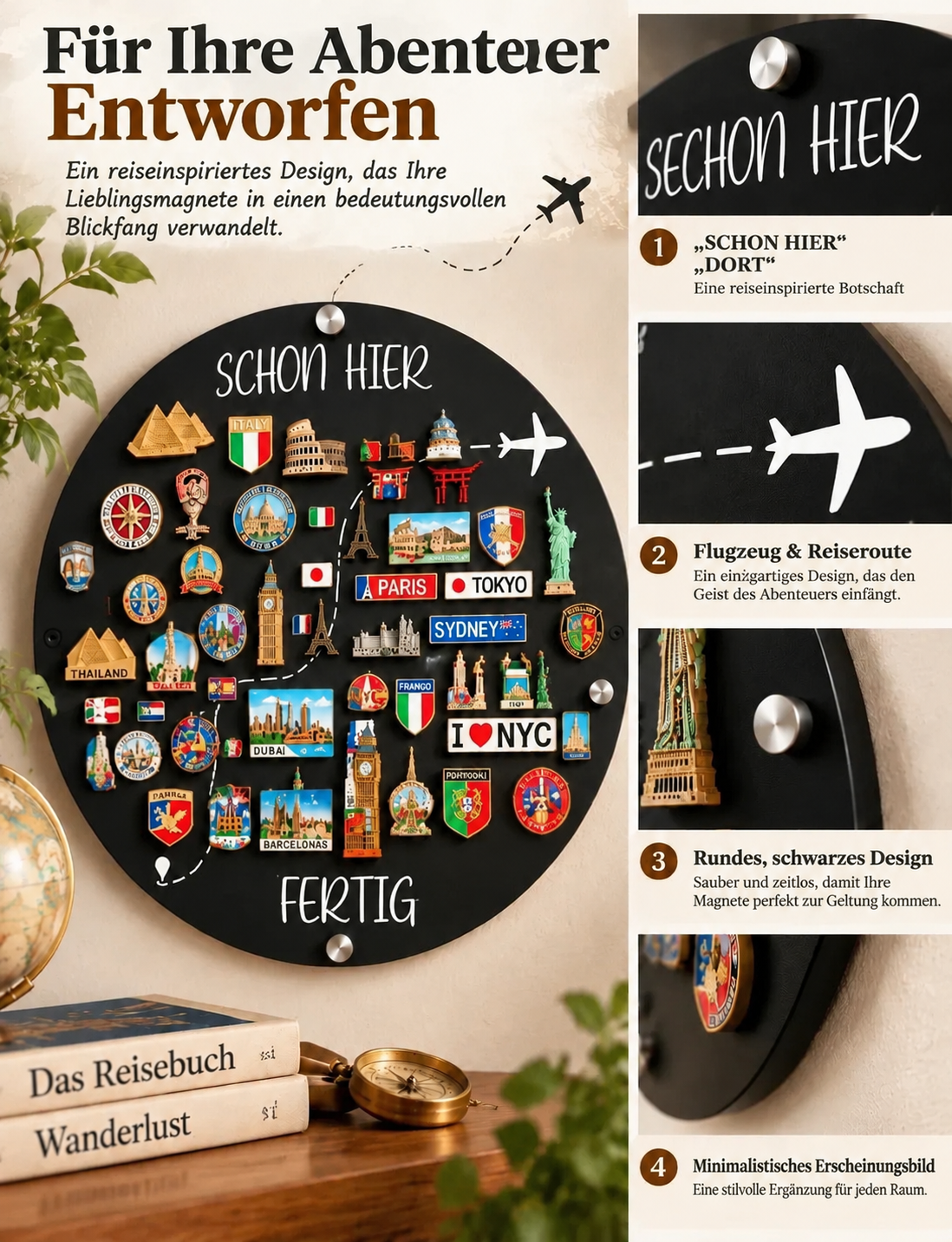 🌎 Reise-Magnettafel – Verwandle deine Reisen in Erinnerungen