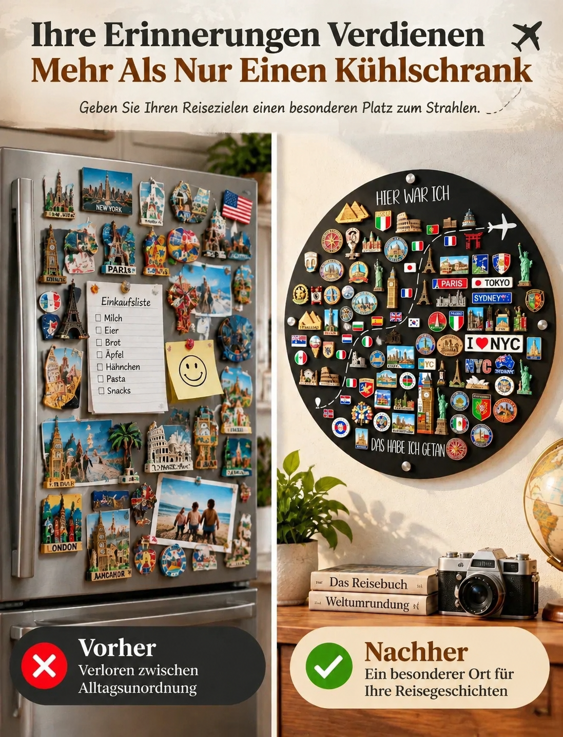 🌎 Reise-Magnettafel – Verwandle deine Reisen in Erinnerungen