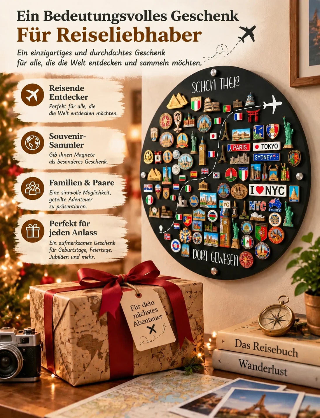 🌎 Reise-Magnettafel – Verwandle deine Reisen in Erinnerungen