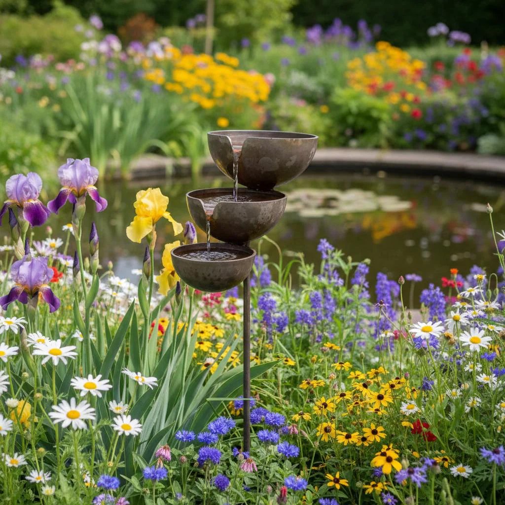 🐦Bring Life Back To Your Garden – 🌿Peaceful Cascading Rain Catcher Bird Bath For Welcoming Garden Wildlife🌿
