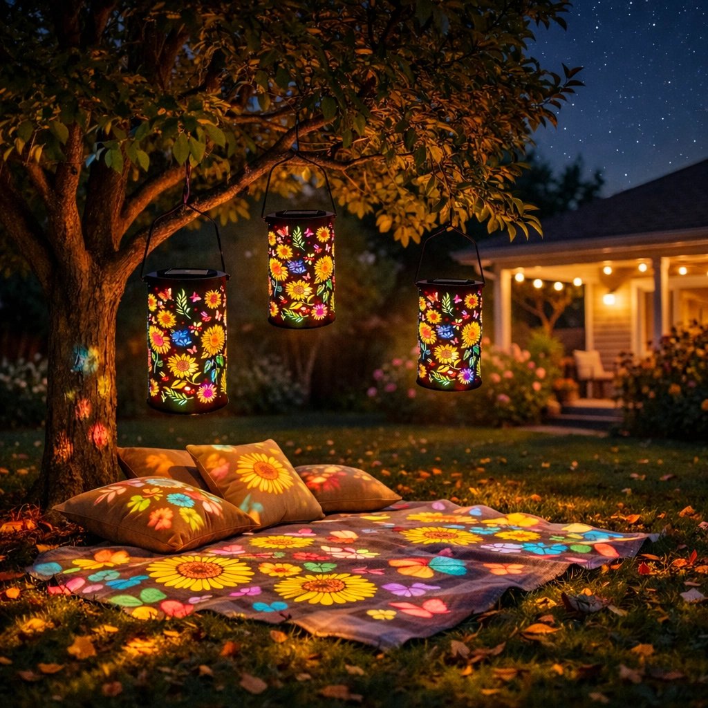 🟌️Farbenfrohe, solarbetriebene Gartenlampe mit Sonnenblumen-Lichteffekt