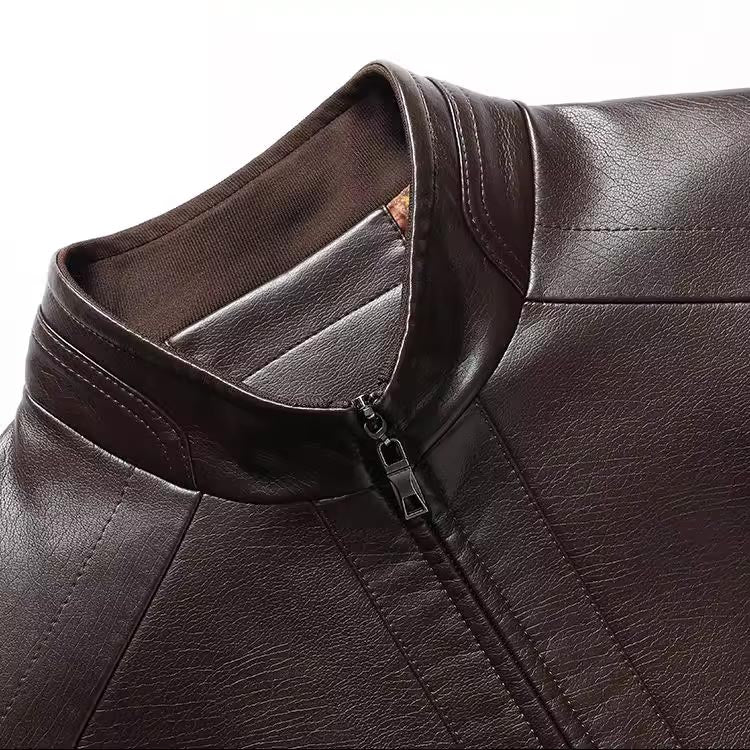 Warme Herren Lederjacke mit Plüschfutter - Geschenk für ihn!