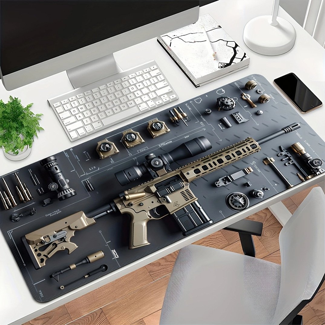 Cool Military Weapon Build Weapon Parts Display Large Gaming Mouse Pad