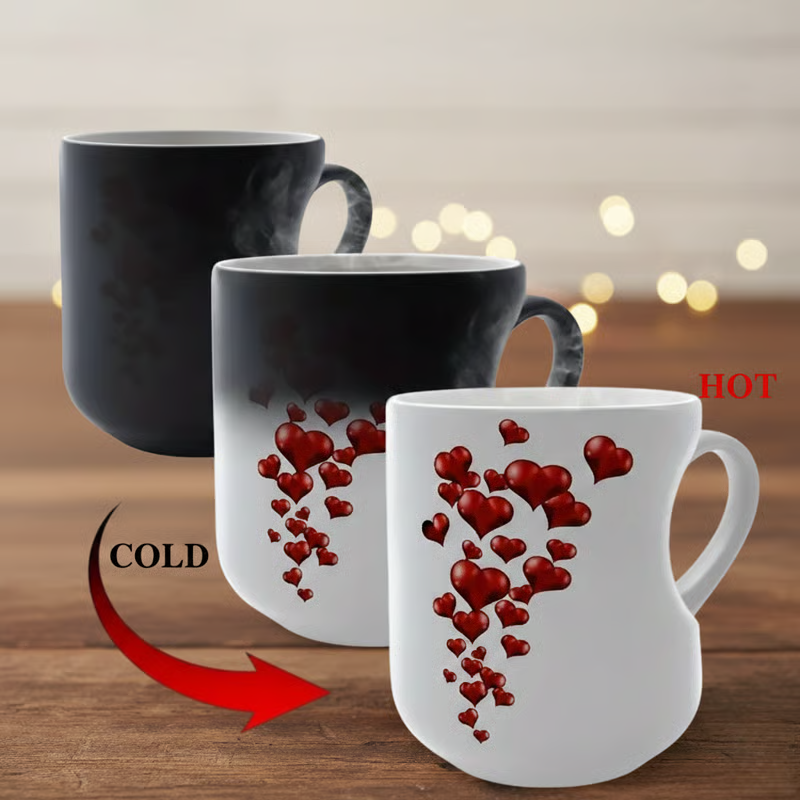 ⏳Nur für kurze Zeit 50 % Rabatt⏰Keramikbecher mit farbwechselndem Herzgriff zum Valentinstag💖☕