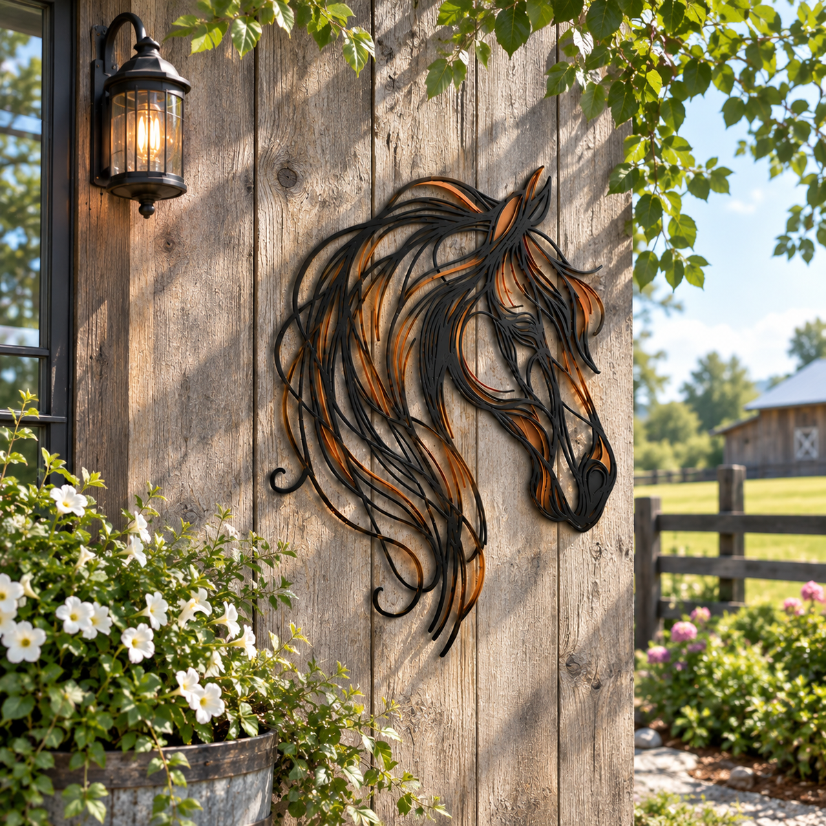 🐎Openwork metal wall art featuring a horse’s head