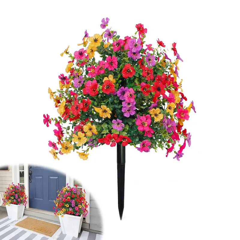 Blumendekoration aus künstlichem Eukalyptus und Veilchen zum Einstecken