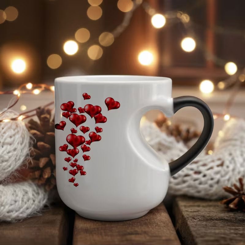 ⏳Nur für kurze Zeit 50 % Rabatt⏰Keramikbecher mit farbwechselndem Herzgriff zum Valentinstag💖☕