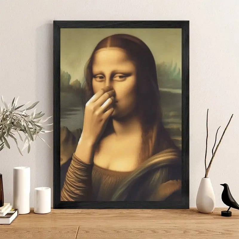 Imitation Mona Lisa Kunstdekoration, lustige Vintage-Toilette Humor Raumdekoration