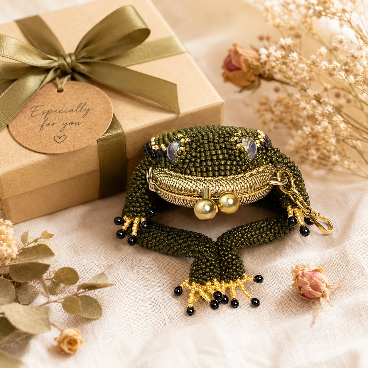 🐸Bezauberndes, handgestricktes Frosch-Geldbörschen