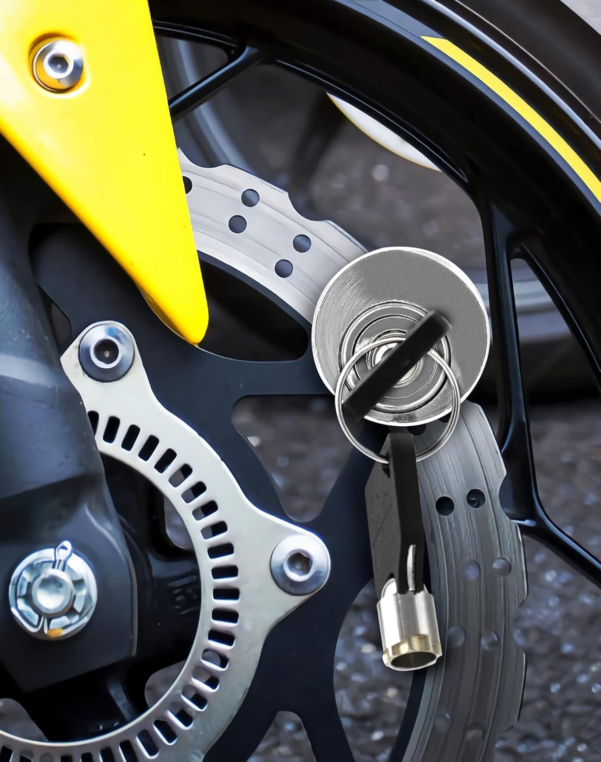 🔒Diebstahlsicheres Scheibenbremsenschloss für Motorräder und Fahrräder