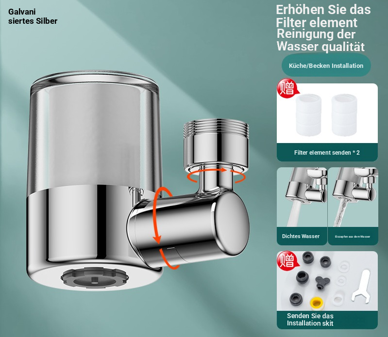 ✨ 💝Universelles 360°-drehbares Wasserhahn-Filterstellenset