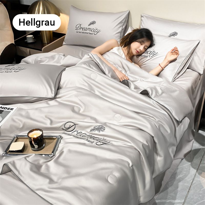 ❄️Waschbare, kühlende 4-teilige Bettwäsche – Perfekt für heiße Nächte! 🌙