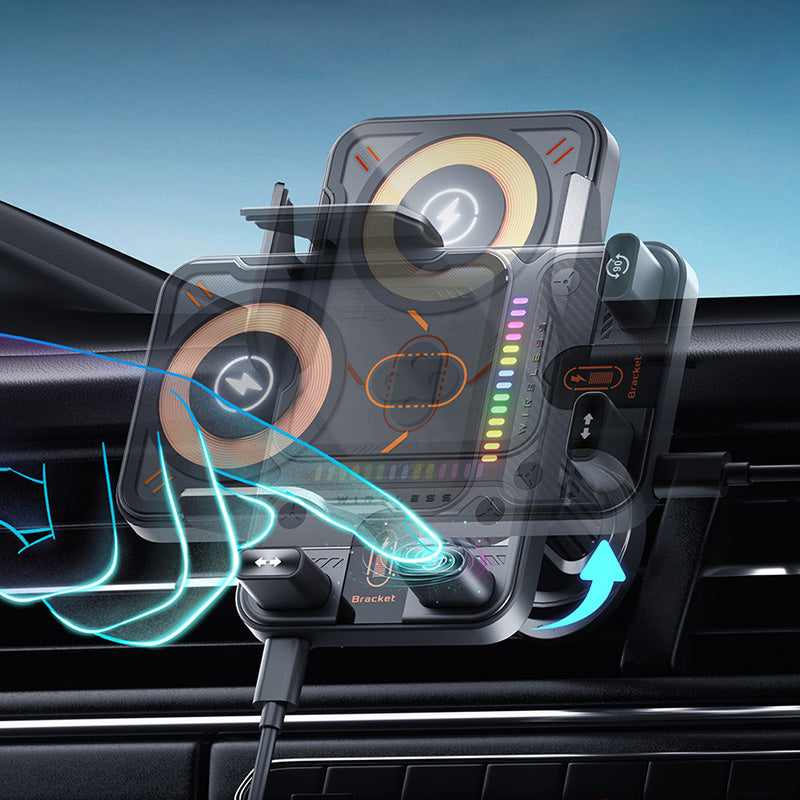 🔥HEISSER VERKAUF 50 % RABATT🎁⚡Über 50.000 verkauft! 📱Intelligenter 2-in-1-Autohalter für Mobiltelefone mit Drehfunktion und kabellosem Ladegerät⚡