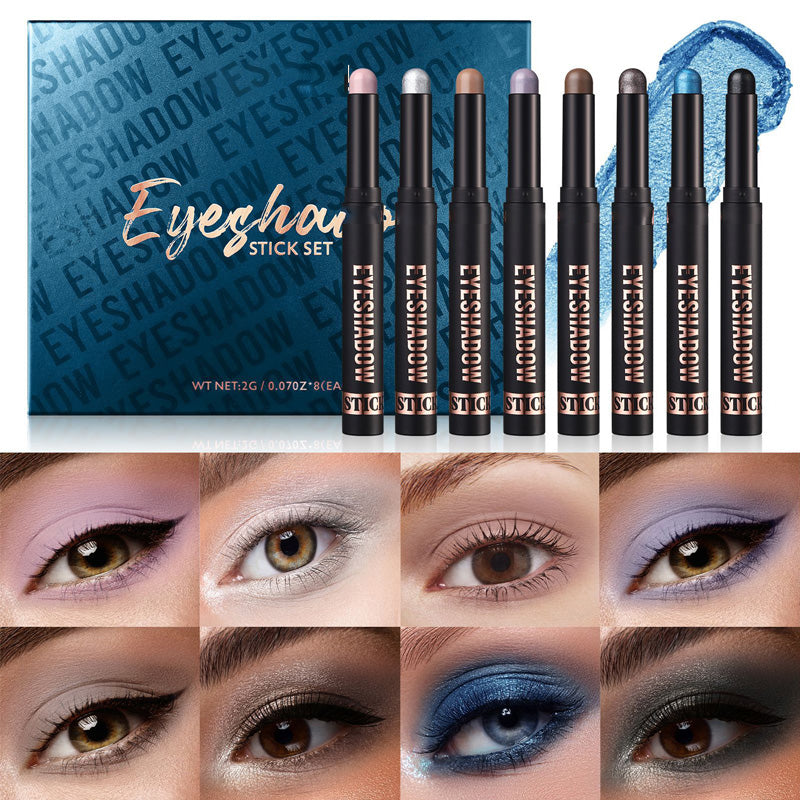 🎄Über 50.000 Stück verkauft! 🎁✨8 Farben Glitzer-Lidschattenstift Wasserfest, langanhaltend und vielseitig einsetzbar