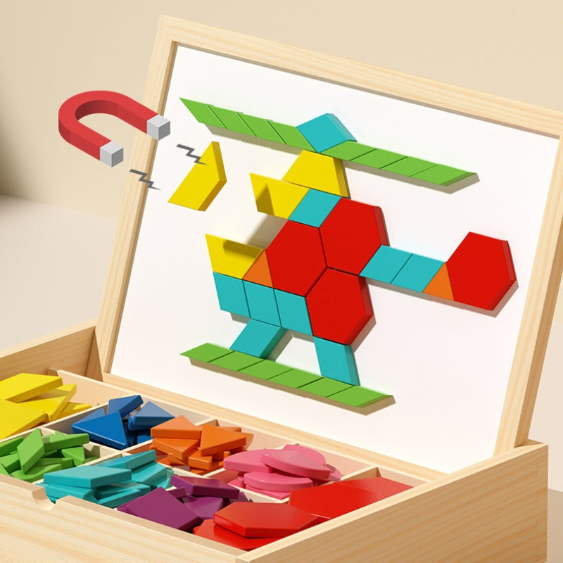 🎁Frühzeitiger Weihnachtsverkauf 50 % RABATT🔥Magnetisches Holzpuzzle mit Musterblöcken🧩