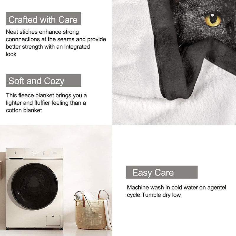 💖Verstärkte Ultra-Warme Bettdecke mit Schwarz Katze Motiv für die Bettkante