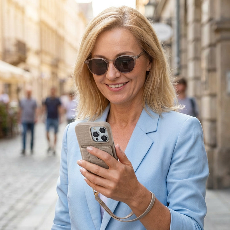 🔥Rosa Schutzhülle für das Handy mit Spiegel und Handgelenkband