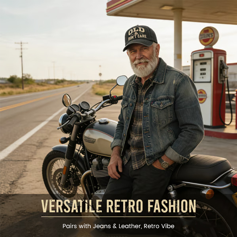 Retro Baseballcap „Old & Don’t Care“ – Gestickte Distressed Vintage Mütze 🧢✨