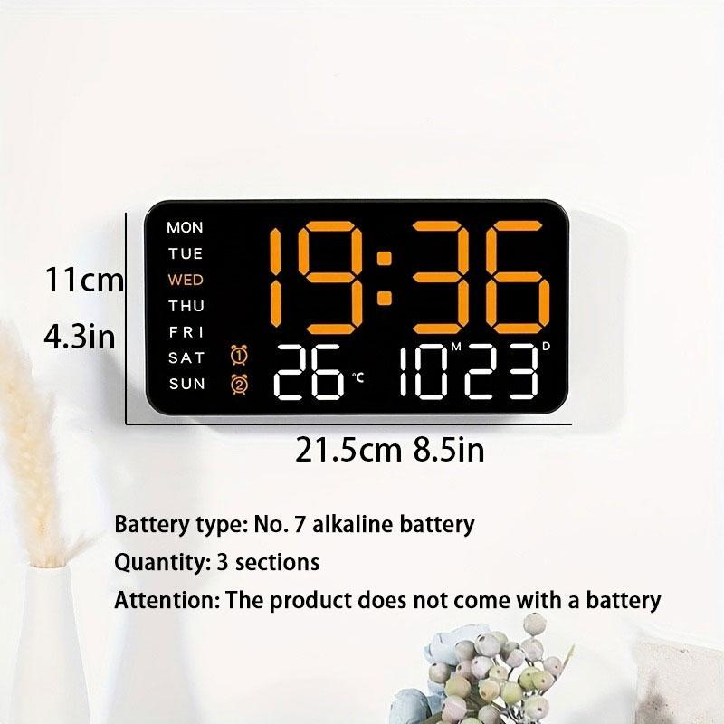 Große digitale Wanduhr mit LED-Anzeige, Datum und Thermometer