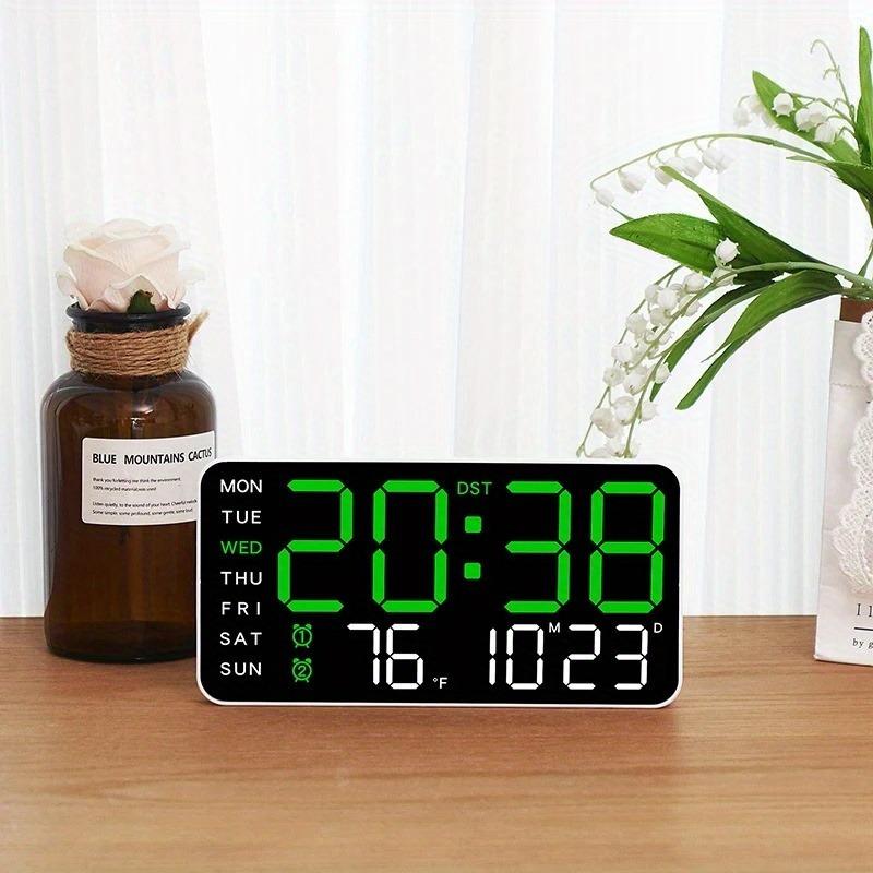 Große digitale Wanduhr mit LED-Anzeige, Datum und Thermometer