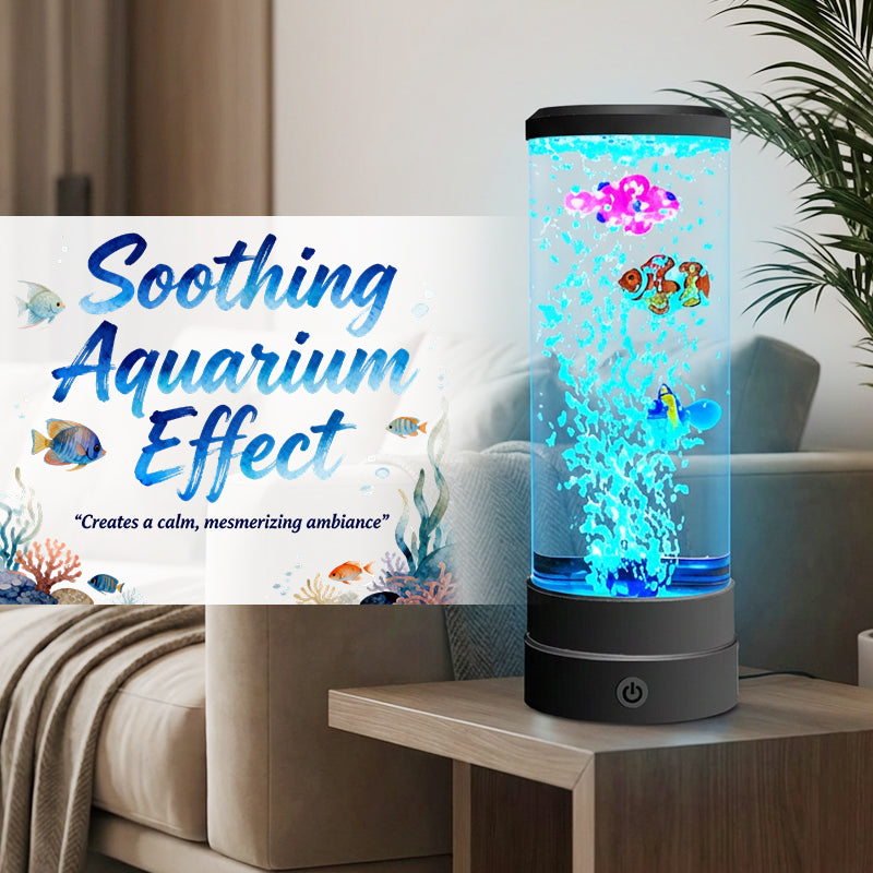 🐟 Buntes LED-Nachtlicht mit Farbwechsel, runder Zylinder in Form eines Aquariums mit Luftblasen