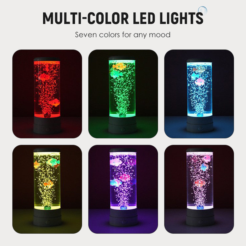 🐟 Buntes LED-Nachtlicht mit Farbwechsel, runder Zylinder in Form eines Aquariums mit Luftblasen