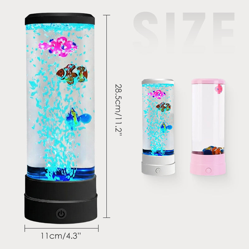 🐟 Buntes LED-Nachtlicht mit Farbwechsel, runder Zylinder in Form eines Aquariums mit Luftblasen