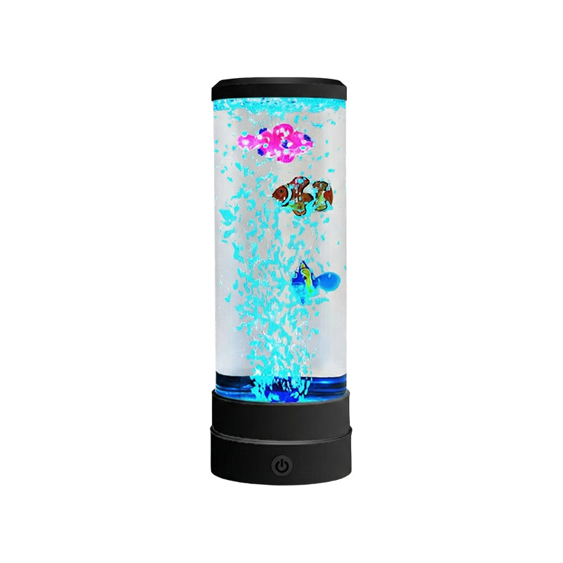 🐟 Buntes LED-Nachtlicht mit Farbwechsel, runder Zylinder in Form eines Aquariums mit Luftblasen