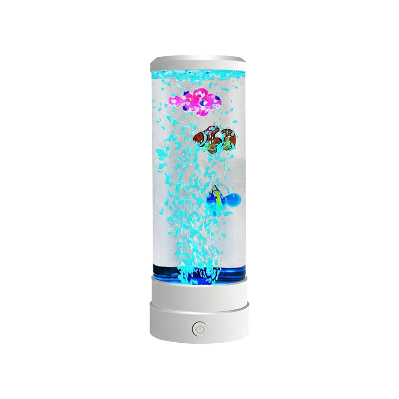 🐟 Buntes LED-Nachtlicht mit Farbwechsel, runder Zylinder in Form eines Aquariums mit Luftblasen