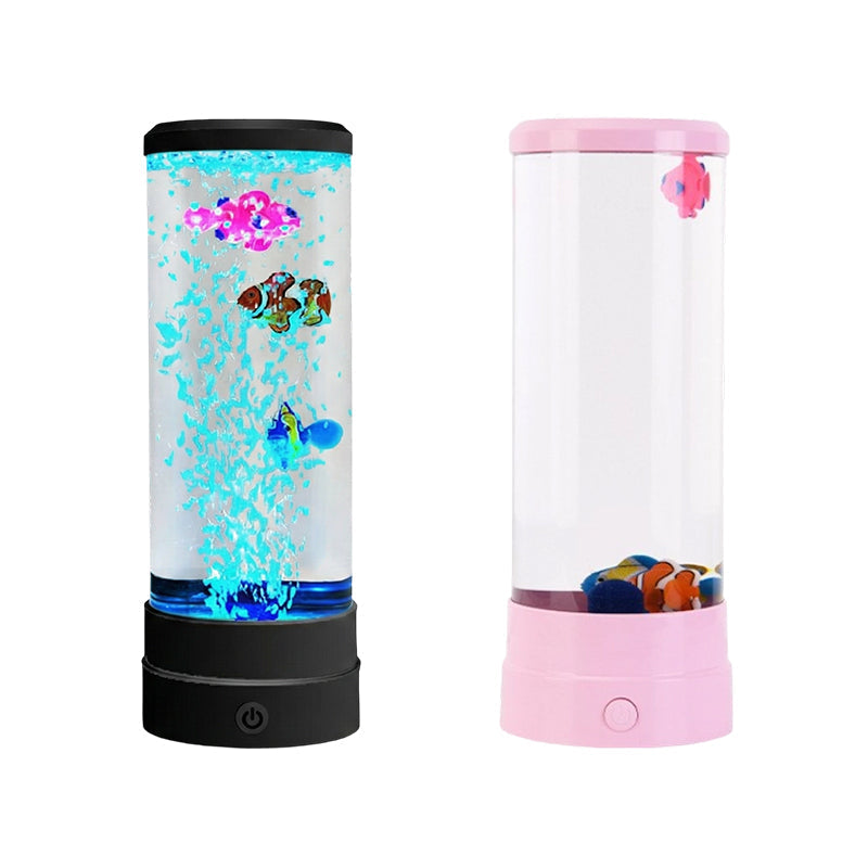 🐟 Buntes LED-Nachtlicht mit Farbwechsel, runder Zylinder in Form eines Aquariums mit Luftblasen