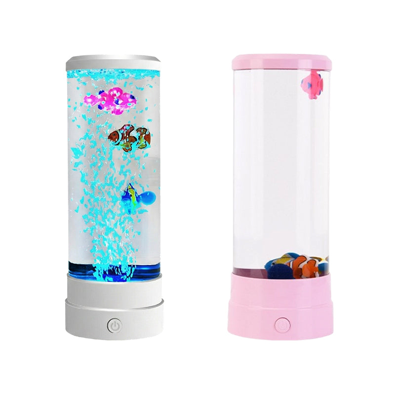 🐟 Buntes LED-Nachtlicht mit Farbwechsel, runder Zylinder in Form eines Aquariums mit Luftblasen