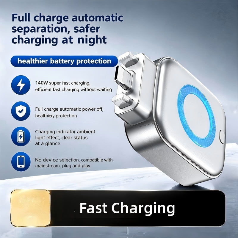 ⚡140W Super-Schnellladegerät mit KI automatischer Abschaltung – USB-C PD3.1 – Intelligenter Batterieschutz – Universell für iPhone, MacBook & Tablets