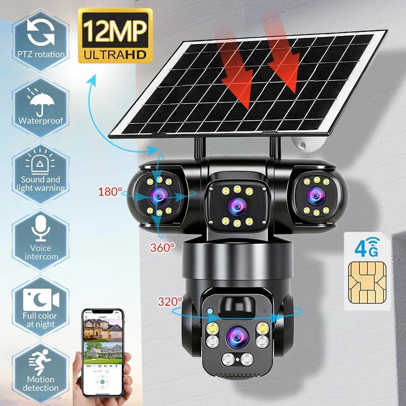 ￼6K-9-MP-WLAN-Überwachungskamera für den Außenbereich | 10-facher Zoom, 3 Objektive, 360°-PTZ | Wasserdicht nach IP66, Farb-Nachtsicht, Zwei-Wege-Audio, Bewegungserkennung
