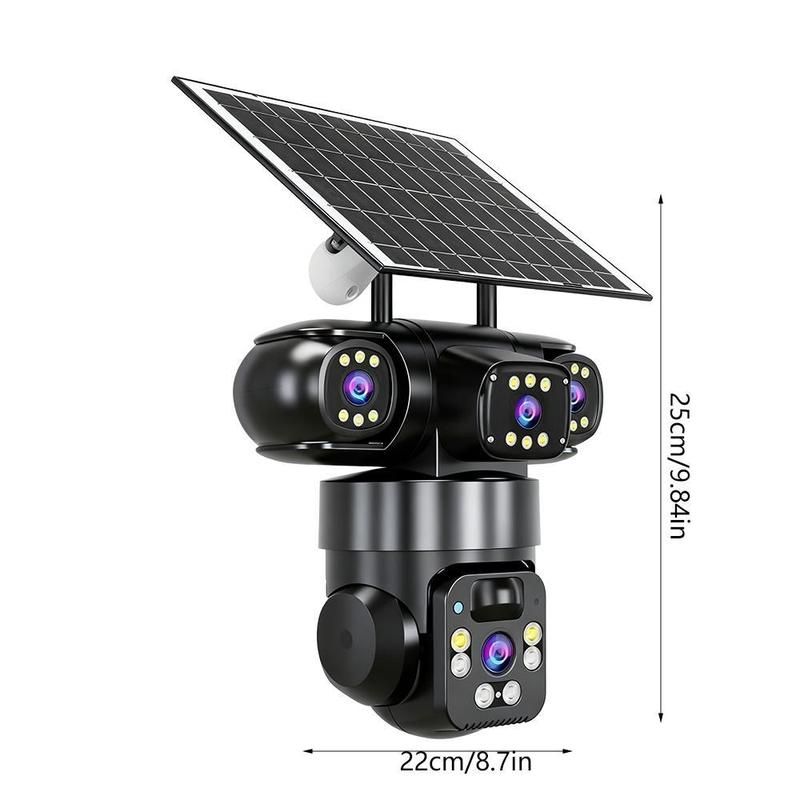 ￼6K-9-MP-WLAN-Überwachungskamera für den Außenbereich | 10-facher Zoom, 3 Objektive, 360°-PTZ | Wasserdicht nach IP66, Farb-Nachtsicht, Zwei-Wege-Audio, Bewegungserkennung